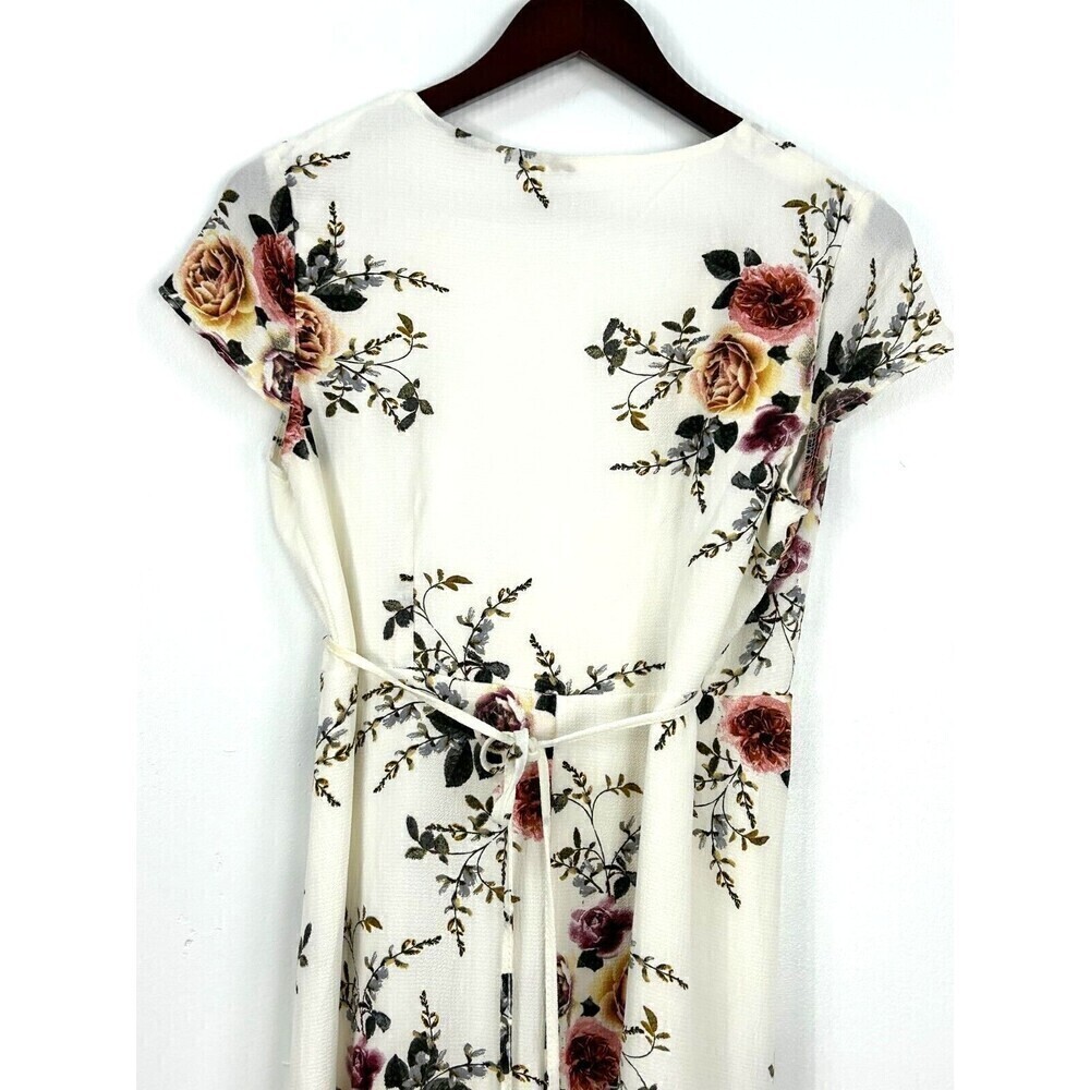 Showpo Womens Size 14 Cream Floral Wrap Coss Maxi Dress Cap Sleeves Flowy T4 - Picture 8 of 12
